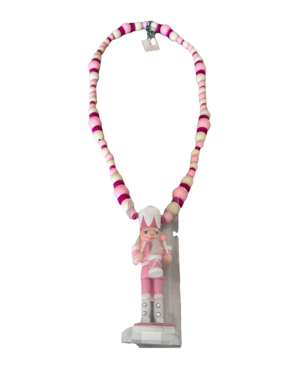 Simply Southern Wooden Beaded Nutcracker Christmas Holiday Necklace ~ NWT Pink